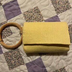A New Day Yellow Woven Handbag NWOT
